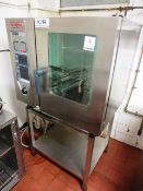 Rational stainless steel Climaplus Combi oven, mounted on pedestal, model: OCC61, serial no: