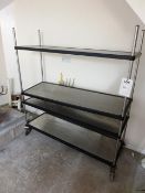 Mobile 4 shelf catering trolley, 1500 x 500 x 1650mm