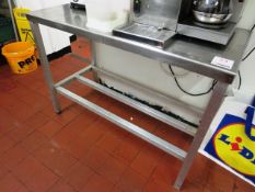 Stainless steel food preparation worksurface, with undercounter shelf (excluding contents) 1150 x