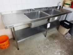 Sissons stainless steel twin basin sink unit, with undercounter shelf, 2400 x 660 x 900mm (Please