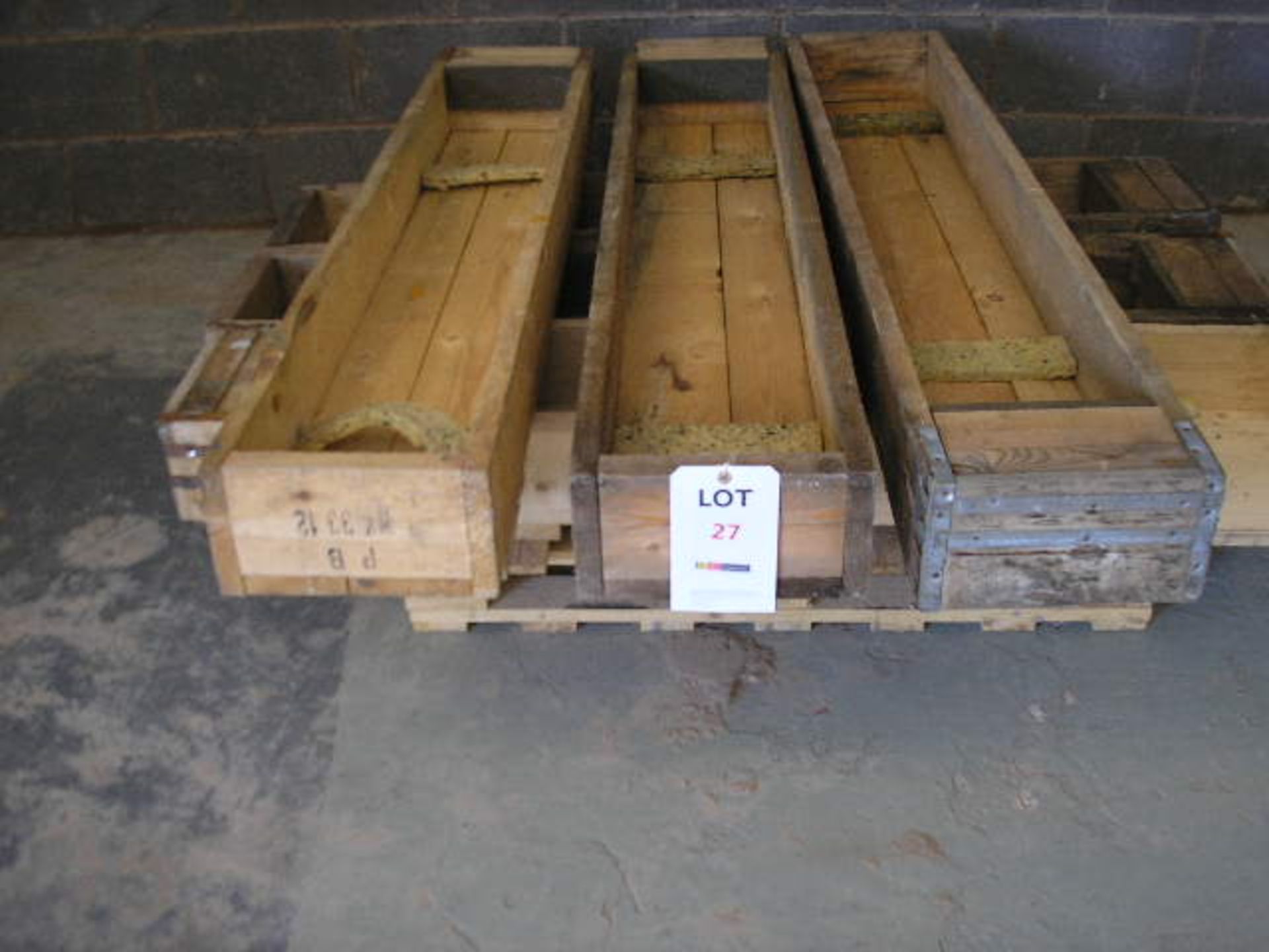 Approx. 70 open topped wood packing cases, 1,550mm x 290mm x 150mm
(Image for example only)