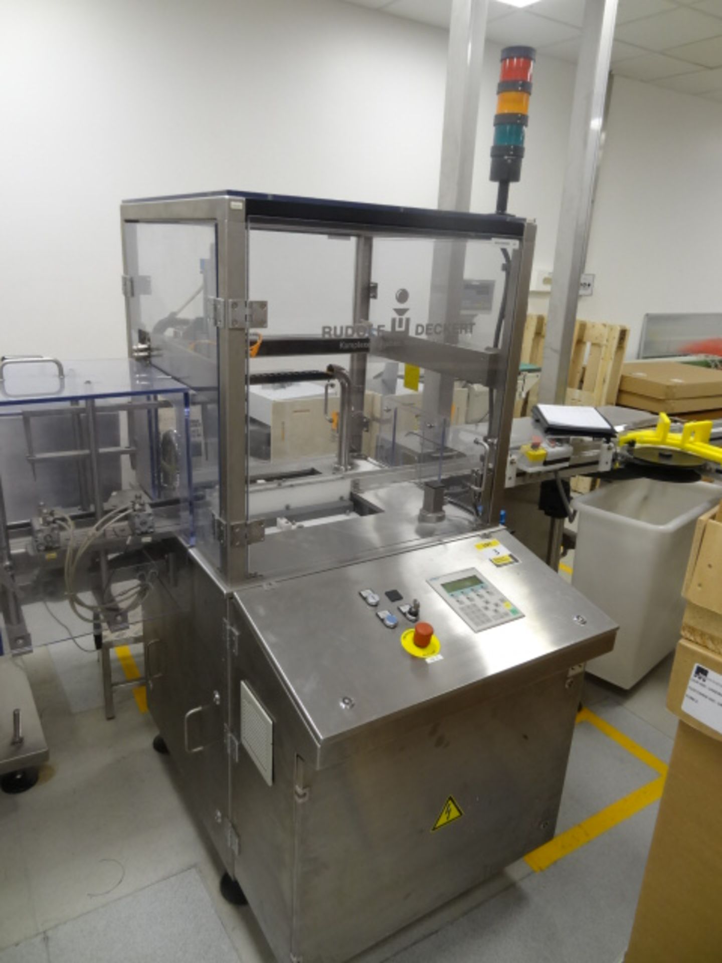 Rudolf Deckert bottle blower, model 03215/1, 2003 all stainless steel cans suction, filled with