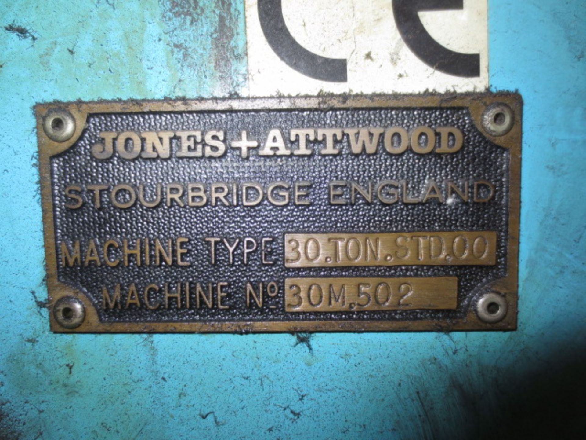 Jones & Altwood 30 ton STD.00, Serial No 30M502 inclinable power press  (A Work Method Statement and - Image 4 of 4
