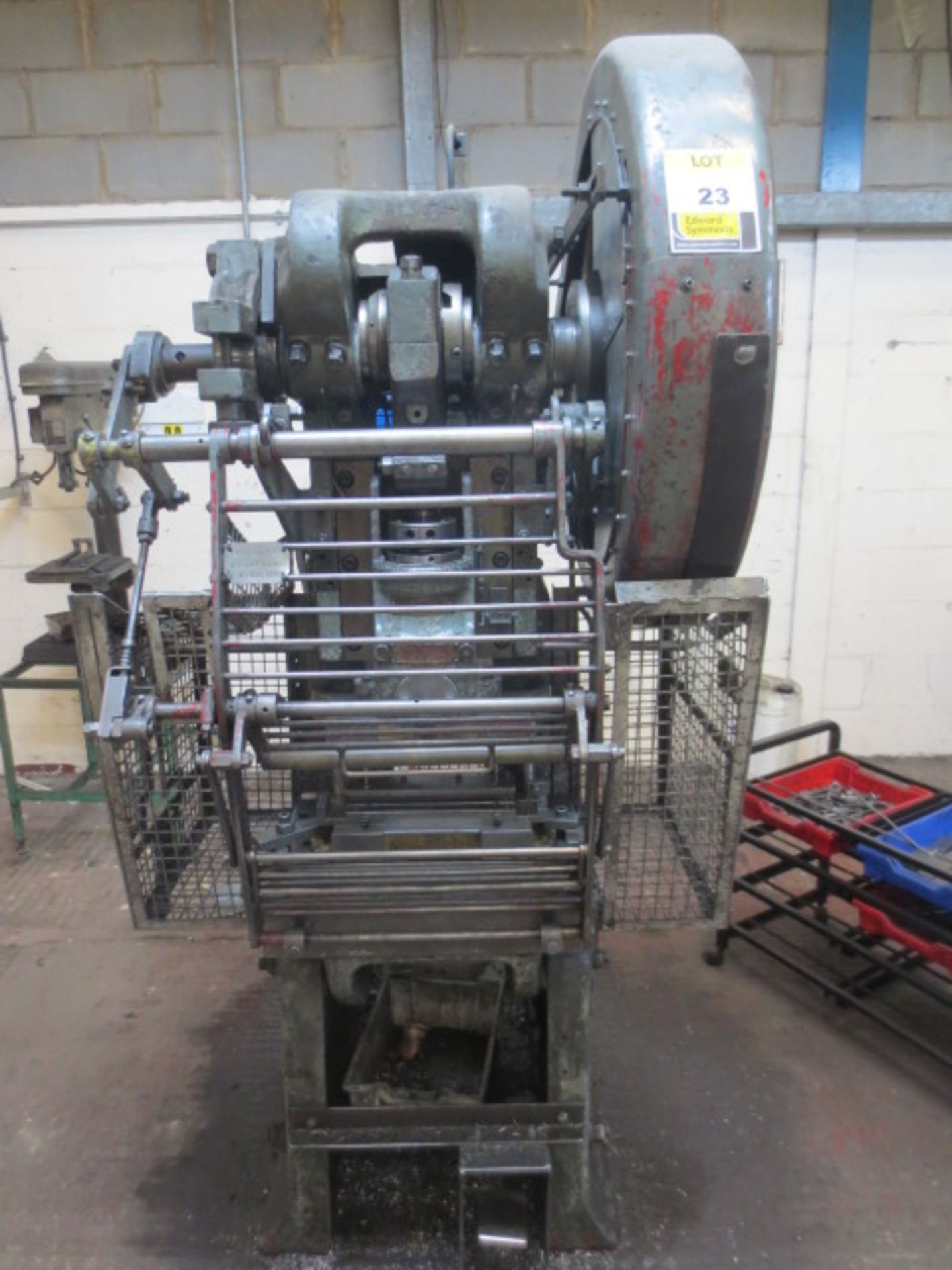 HME 25 ton open fronted inclinable power press No 26. NB: this item has no CE marking. The purch...