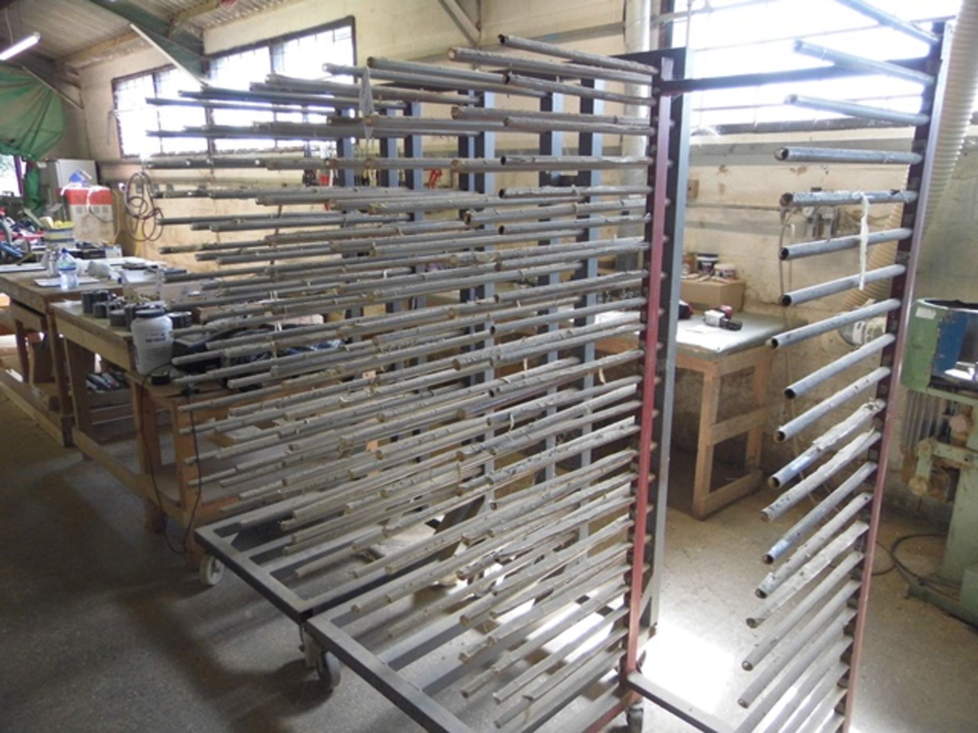 Three mobile drying racks