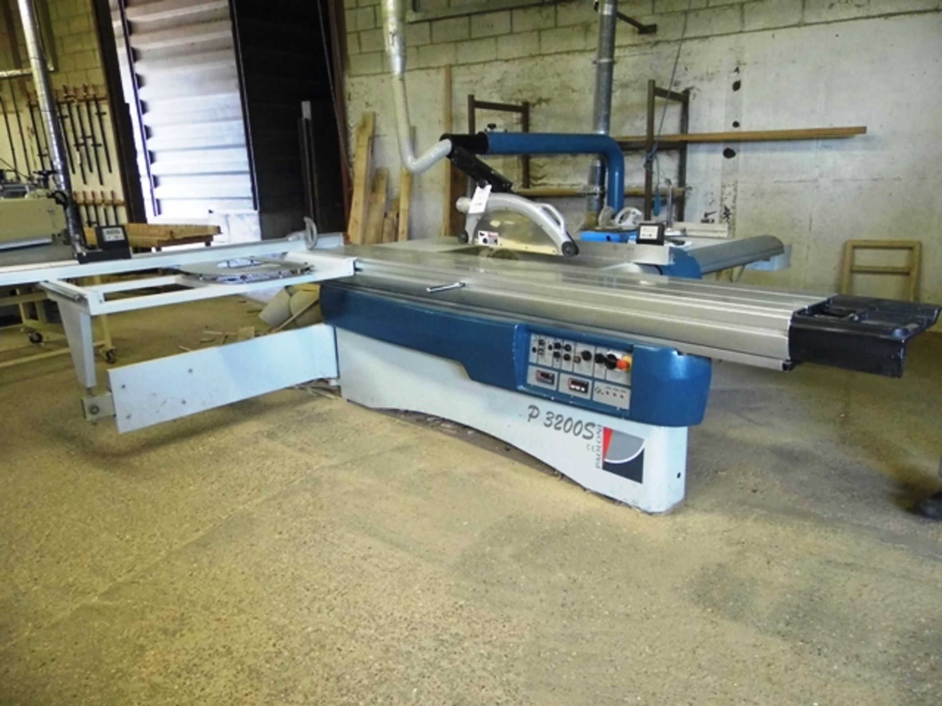 Paoloni P3200S sliding table dimension saw with tilting arbor, fixed table dimensions/height 1140