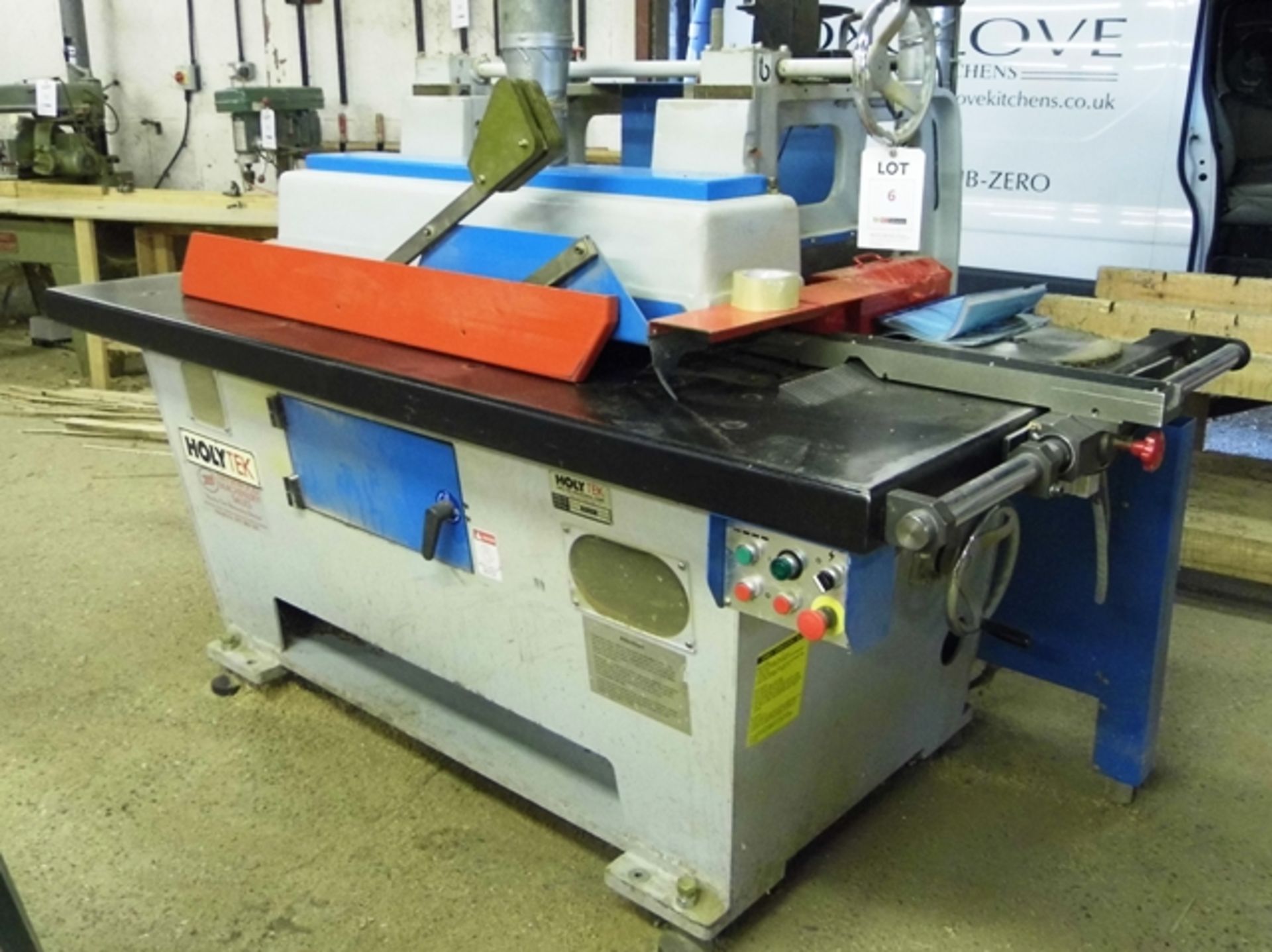 Holytek straight line rip saw model HR-20 with motorised feed and laser line guide, Serial No.