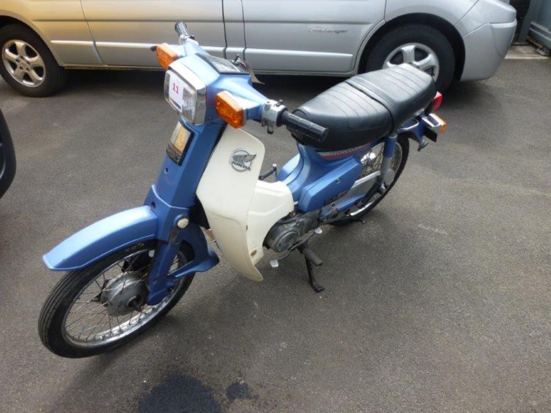 Honda C90E Step Through motorcycle, 85cc (Blue)  Registration no. E464 RUB  VIN no. HA021384798