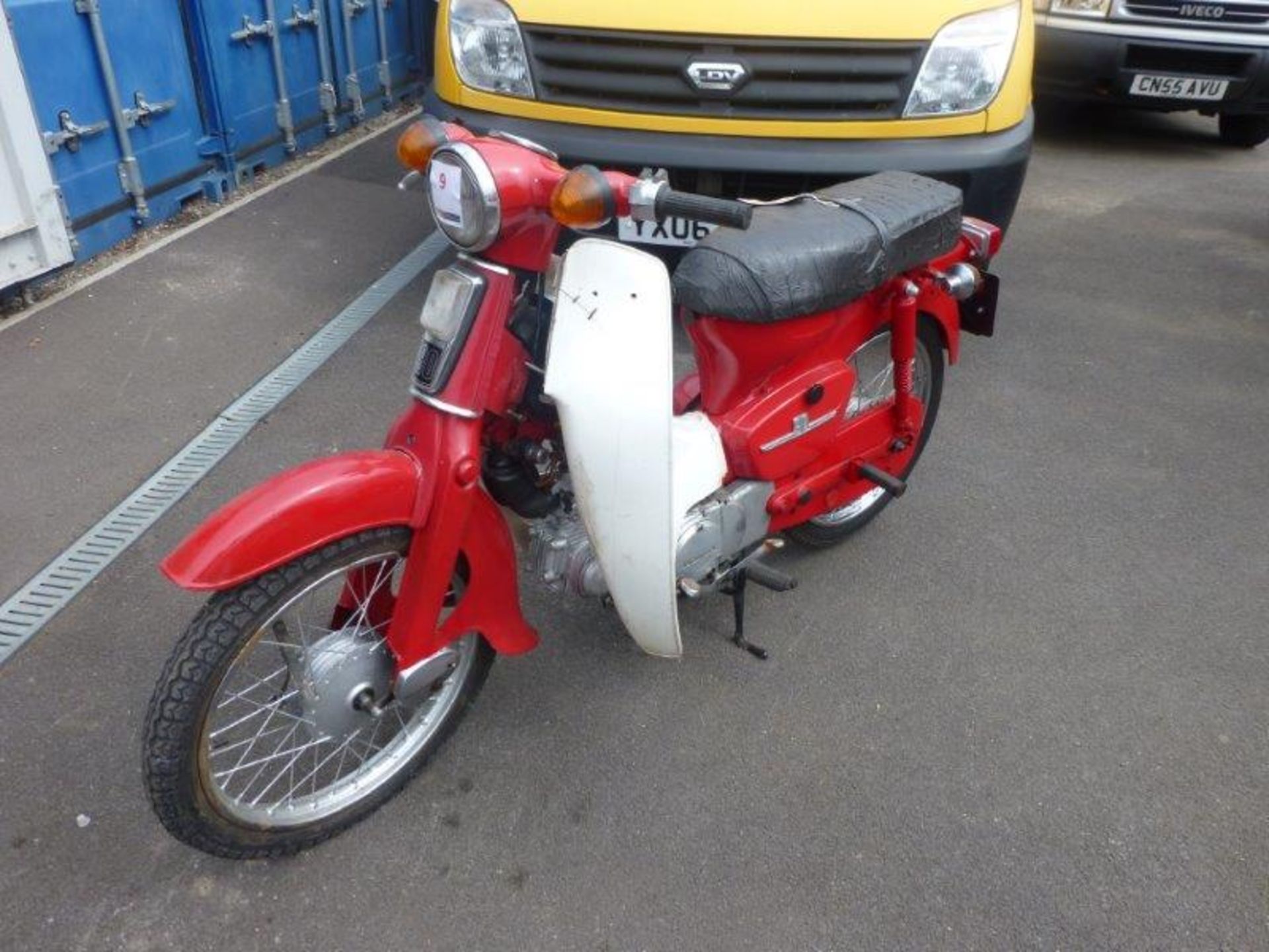 Honda C90 Step Through motorcycle, 90cc (Red)  Registration no. RGP 55V  VIN no. C905160187  Date of