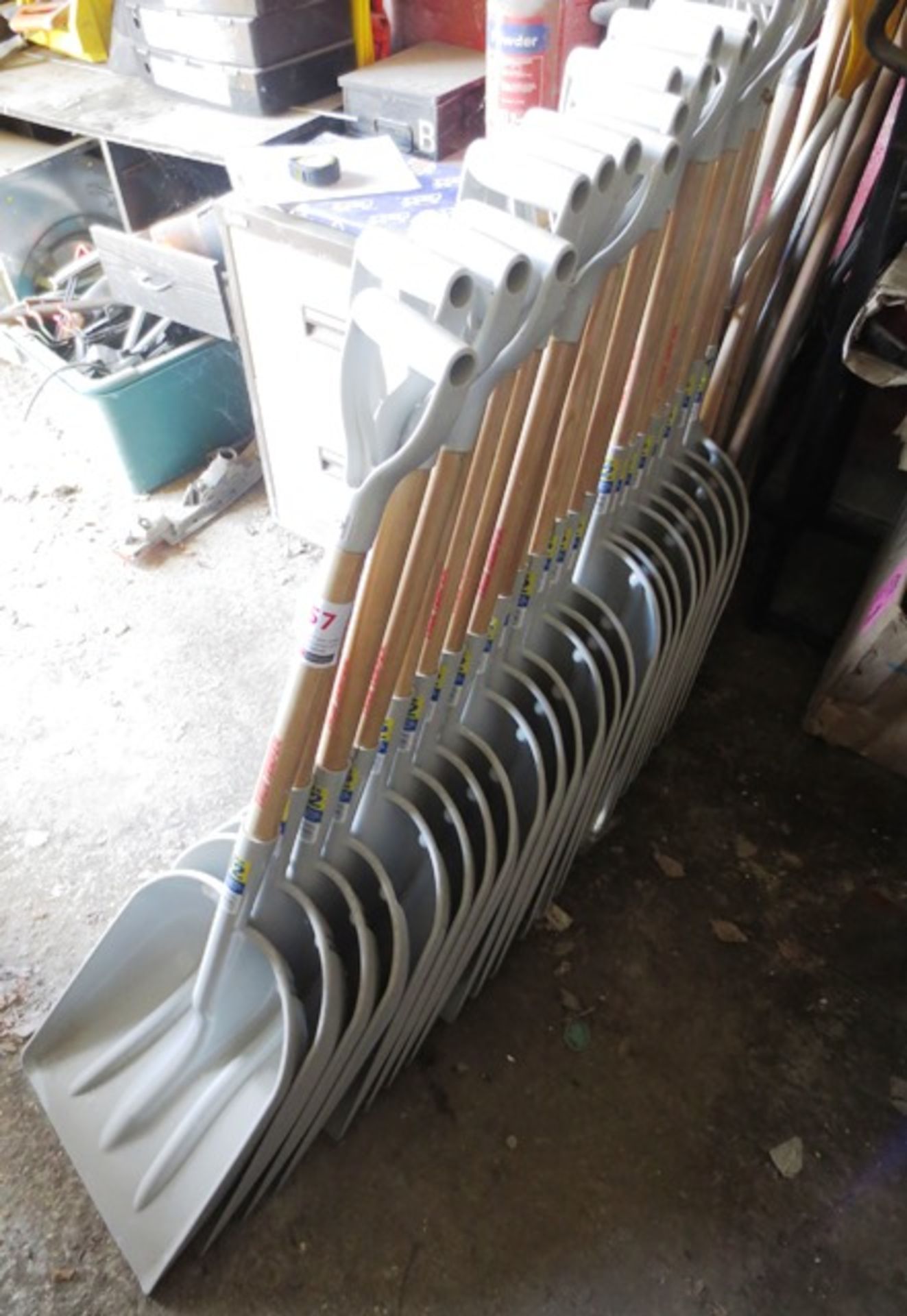 Twenty three True Temper, size 12 plastic grain/snow/salt shovels (located at Mill Street, South