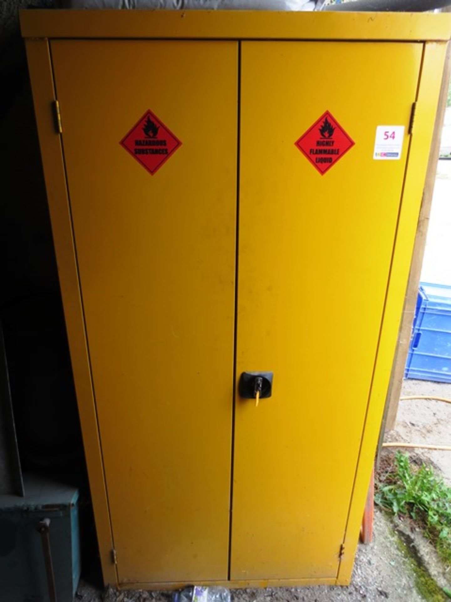 Steel twin door flammable liquids cabinet (located at Mill Street, South Molton, EX36 4BL) (15%