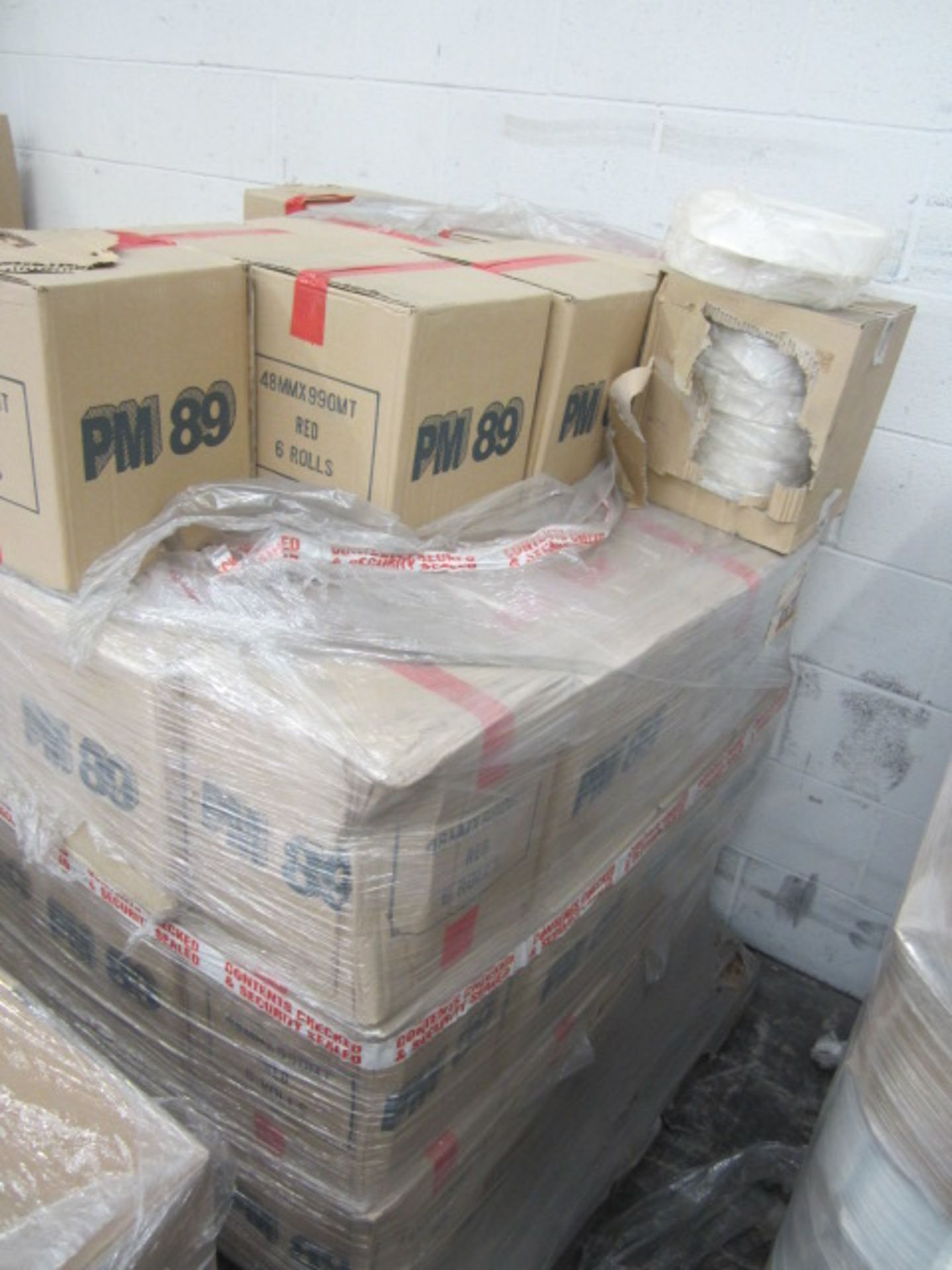 Approximately 43 boxes PM89 red tape, 48mm x 990m, 6 rolls per box Located: Kingsditch Lane, - Image 3 of 4