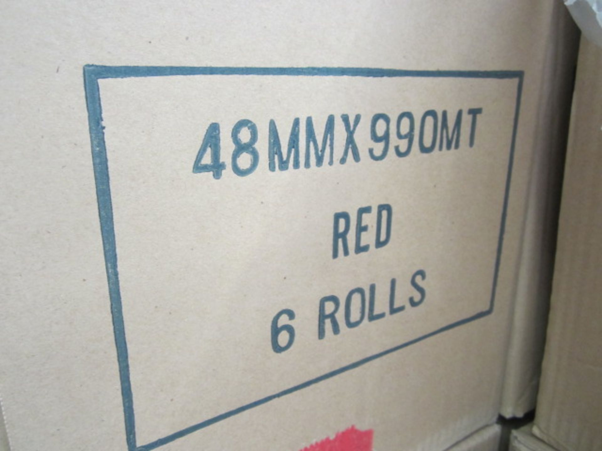Approximately 43 boxes PM89 red tape, 48mm x 990m, 6 rolls per box Located: Kingsditch Lane, - Image 4 of 4