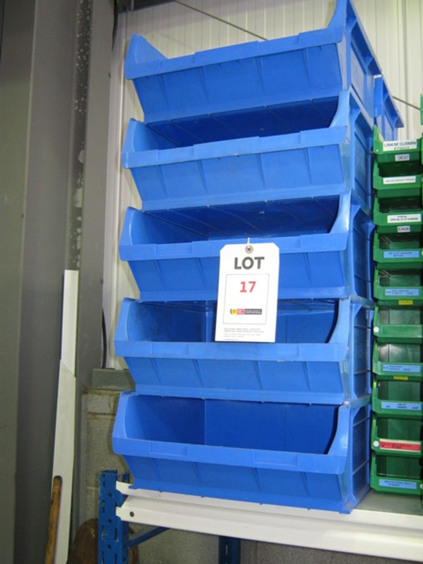 10 plastic storage bins (size 6), size 400mm x 360mm x 180mm high