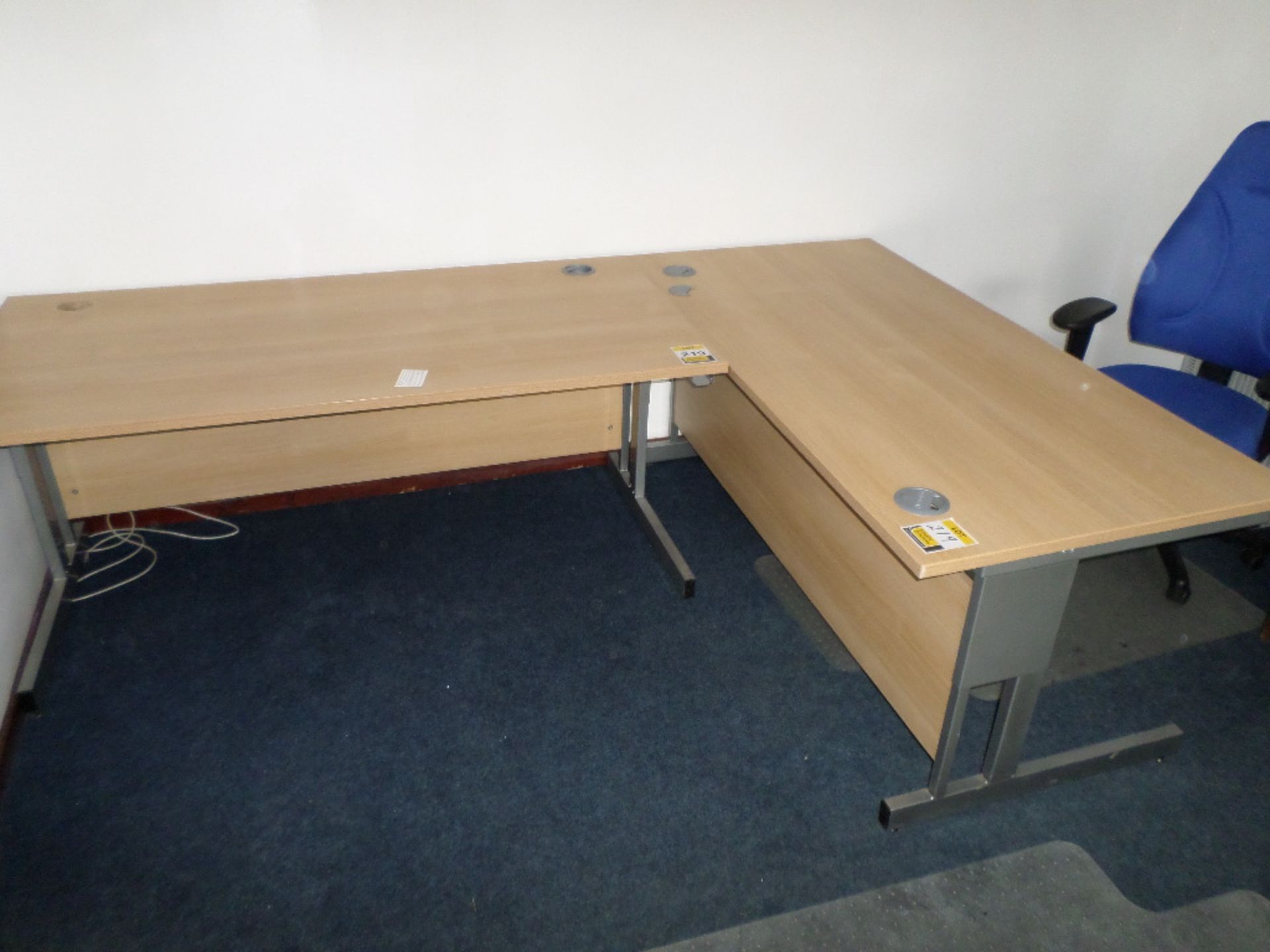 2 light oak effect cantilever office tables