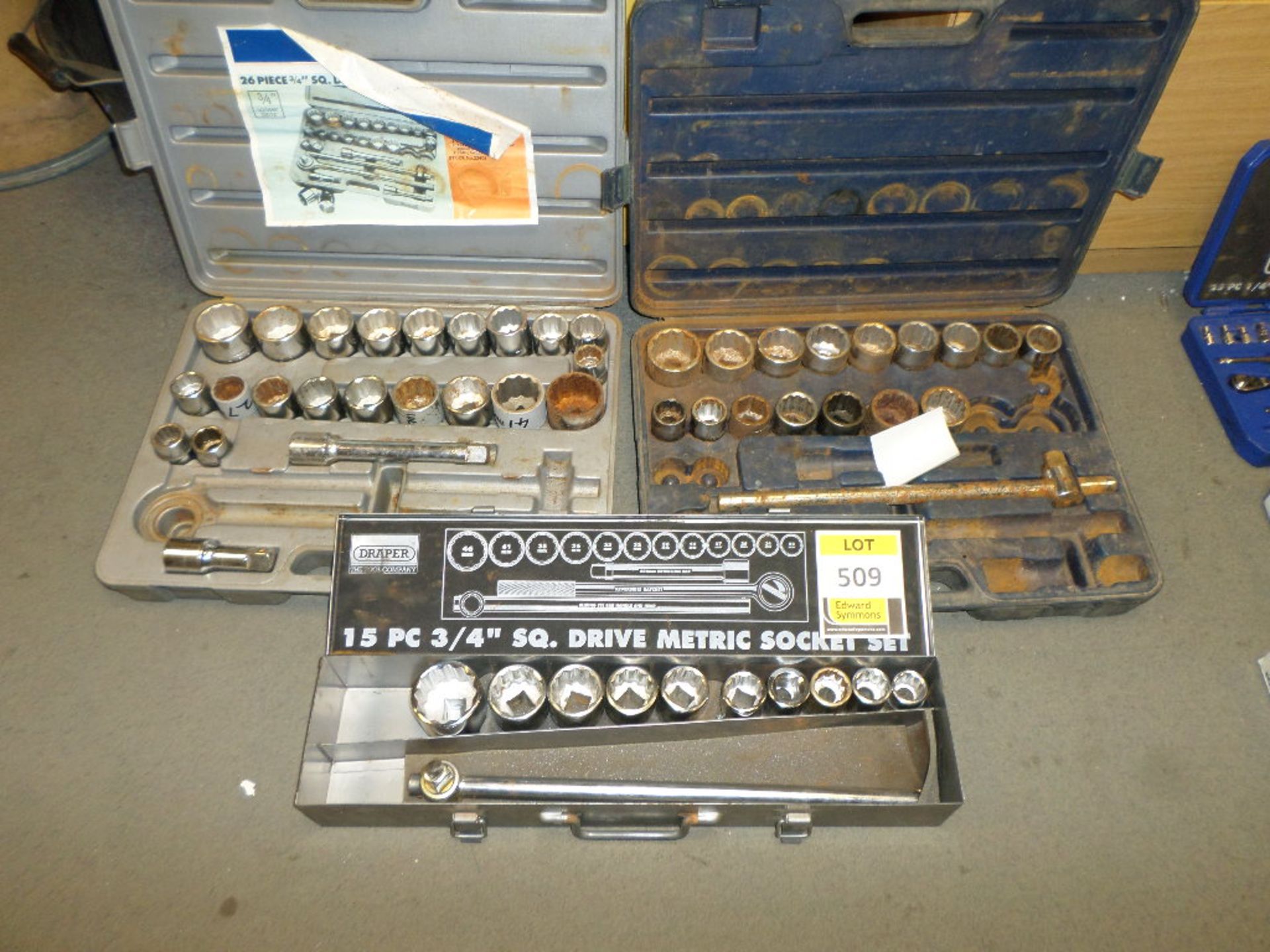 3, 3/4" drive incomplete socket sets