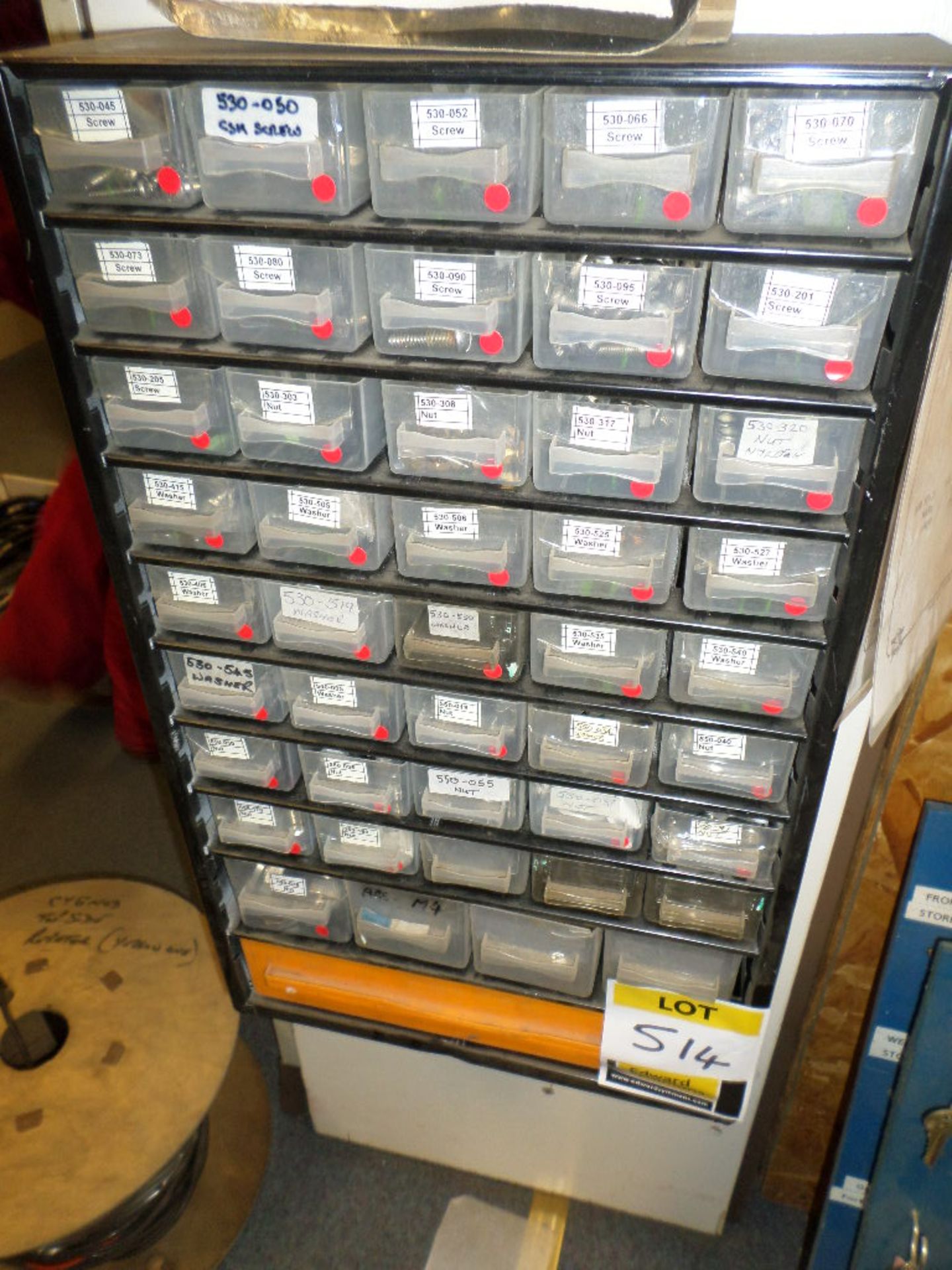 Stock of Kirby Morgan spares to 2 multidrawer units, blue steel 10 drawer cabinet and 1.8m high - Image 2 of 6