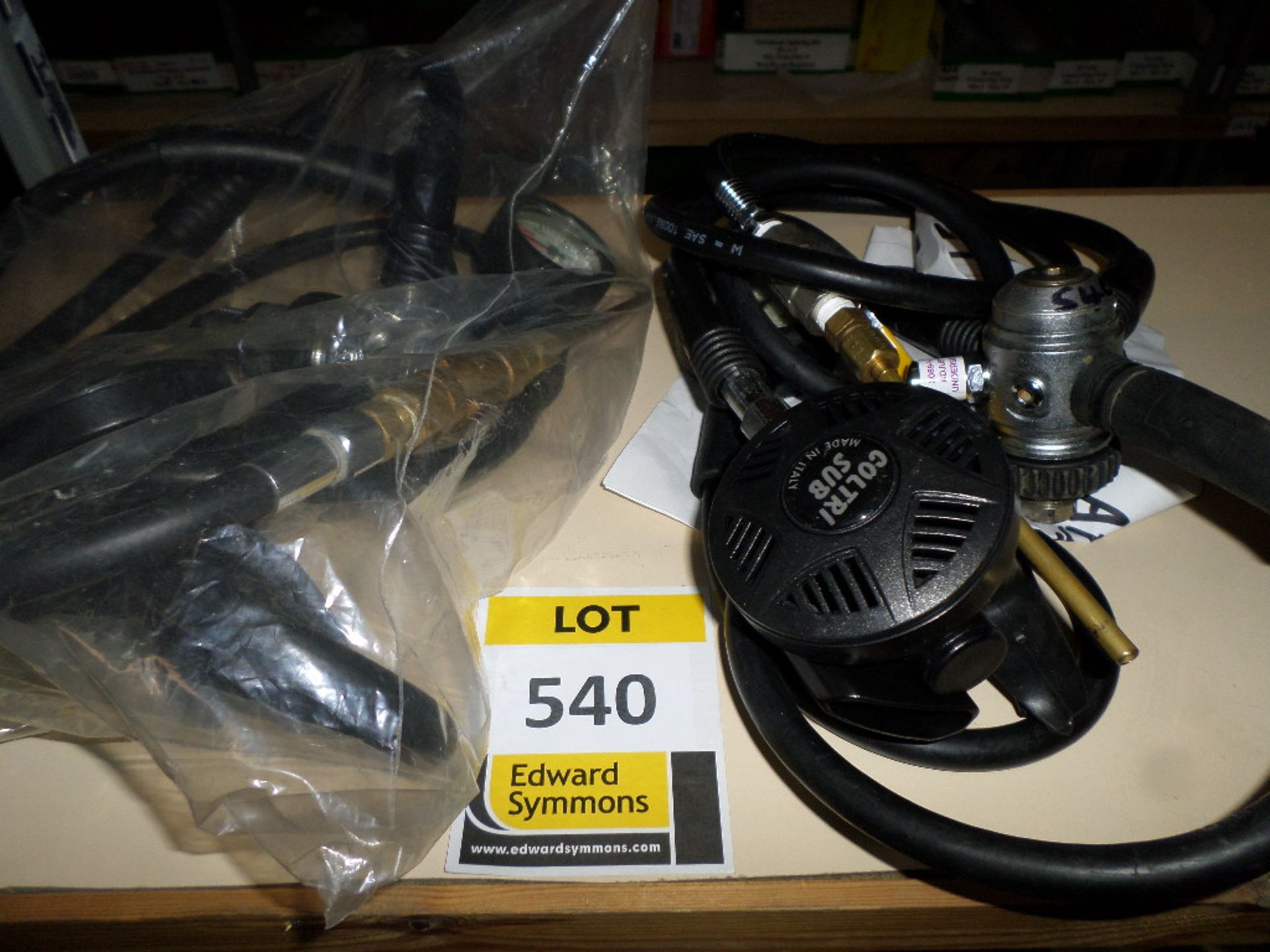 2 Coltri Sub C60 first stage regulator with Coltri Sub demand valves (dive basket octopus rig),