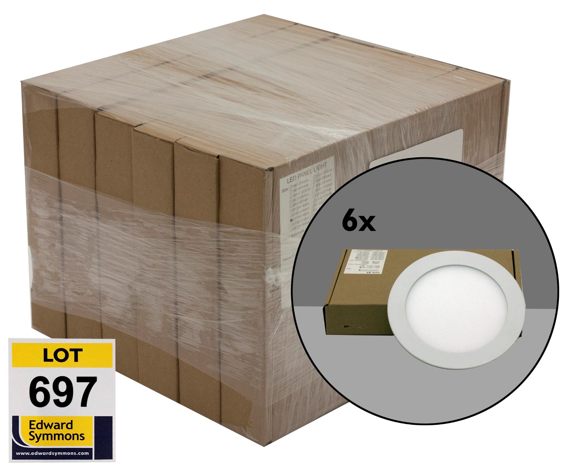 6  Loxa model LX318-12NWW-F:  12 watt LED round panel ceiling lights (Ø170mm) - 5000K white