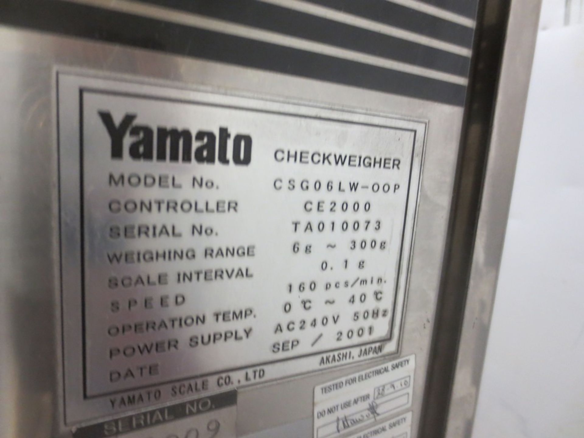 Yamato Digital checkweigher Model CSG06LW DDP fitted with CE2000 controller, Serial No: TA010073 6- - Image 4 of 4