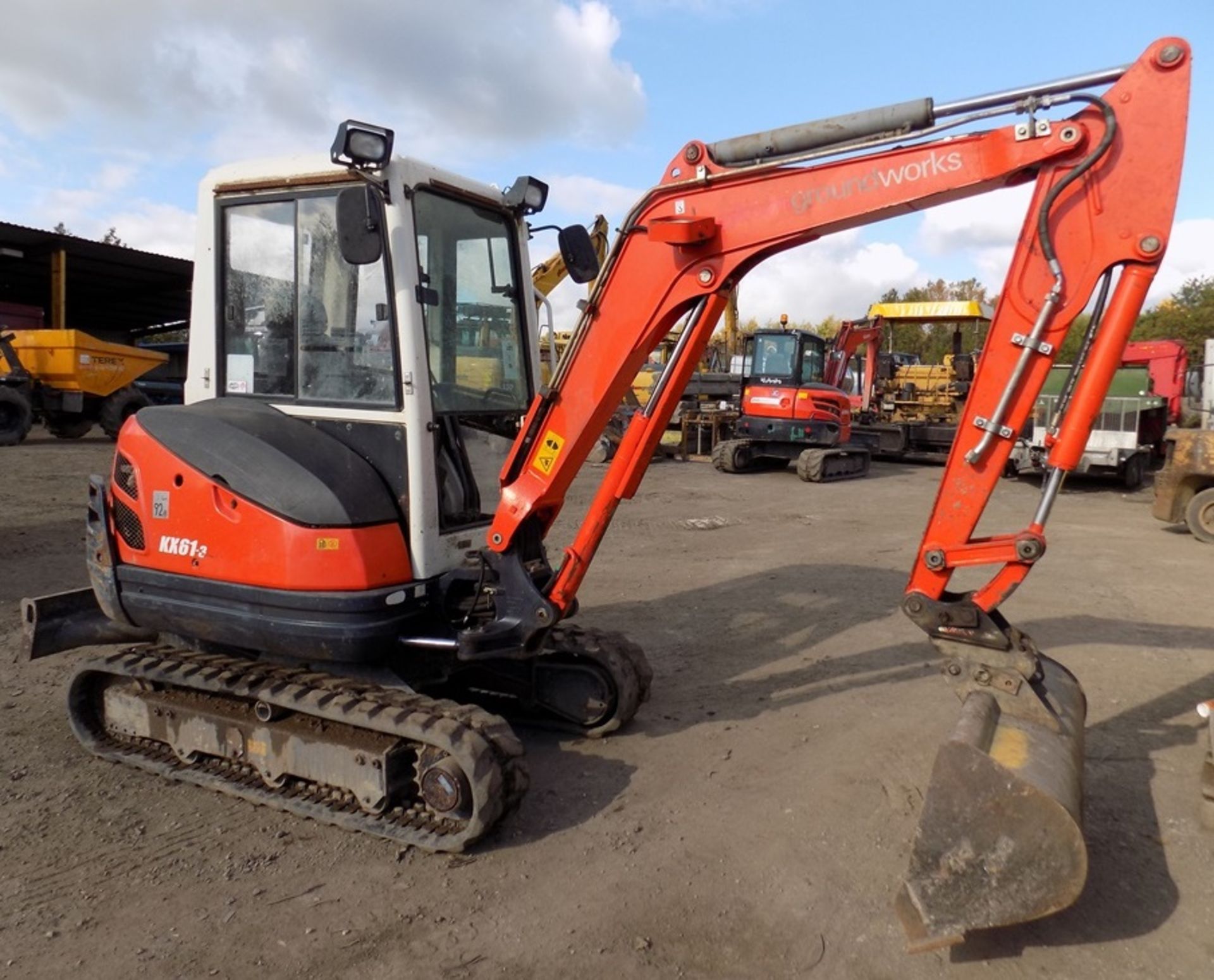 Kubota KX61-3 mini excavator, 2,750 hours, S/No. 78618, Year 2011  on rubber tracks with dozer blade