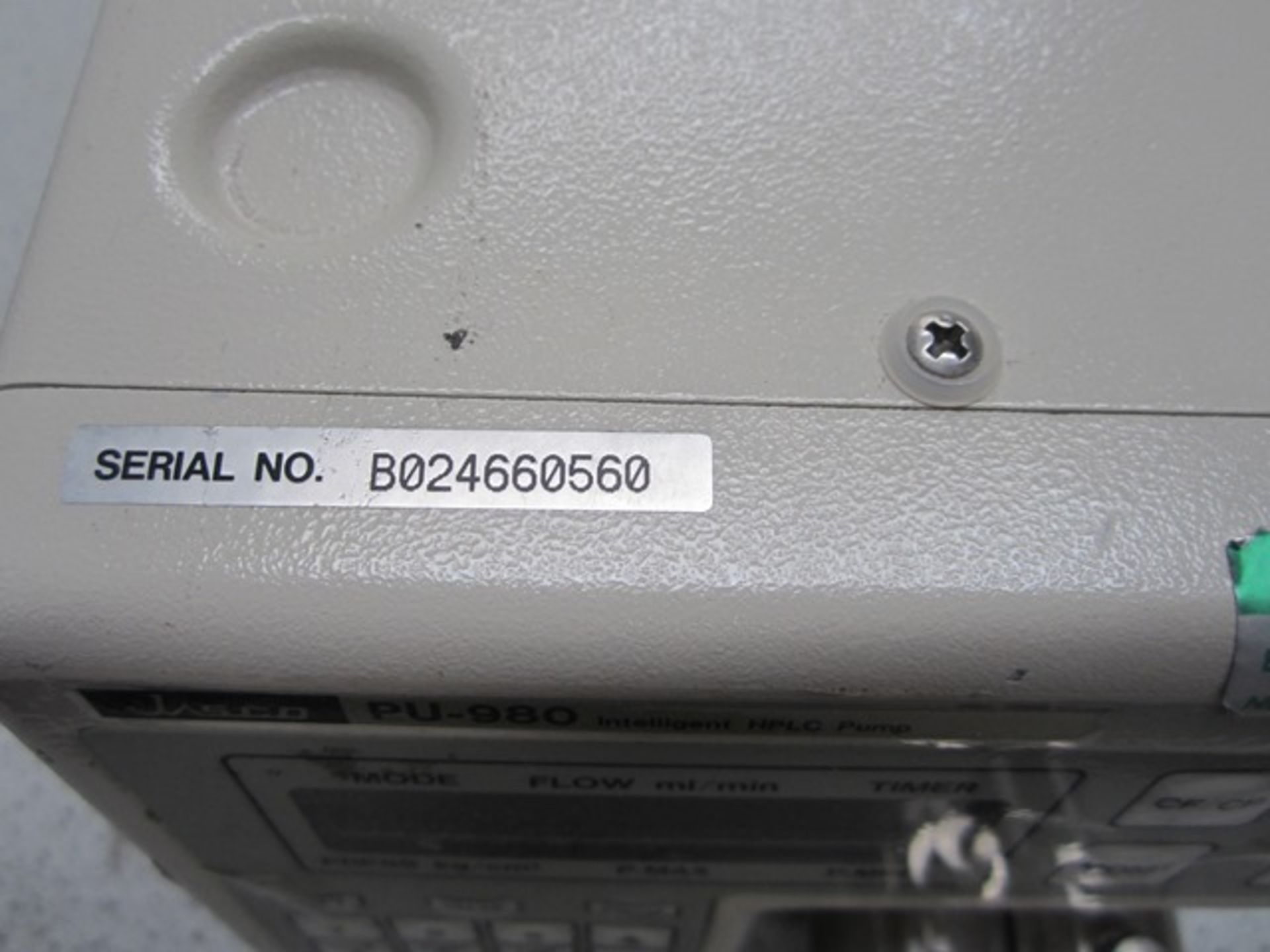 Jasco PU-980 Intelligent HPLC pump, serial number B02660560 - Image 3 of 3