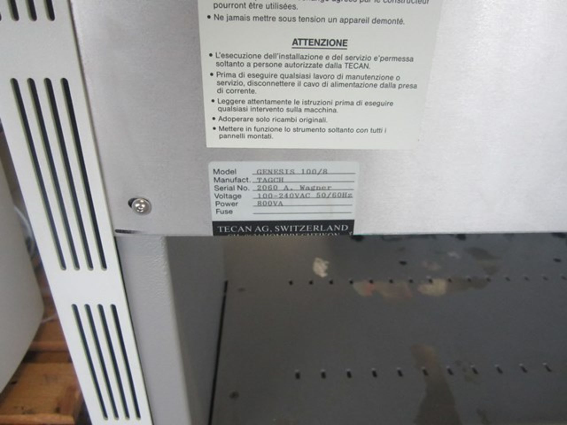 Tecan Genesis RSP100 liquid handling-system, model Genesis 100/8, serial number 2060 (height 800mm x - Image 6 of 6