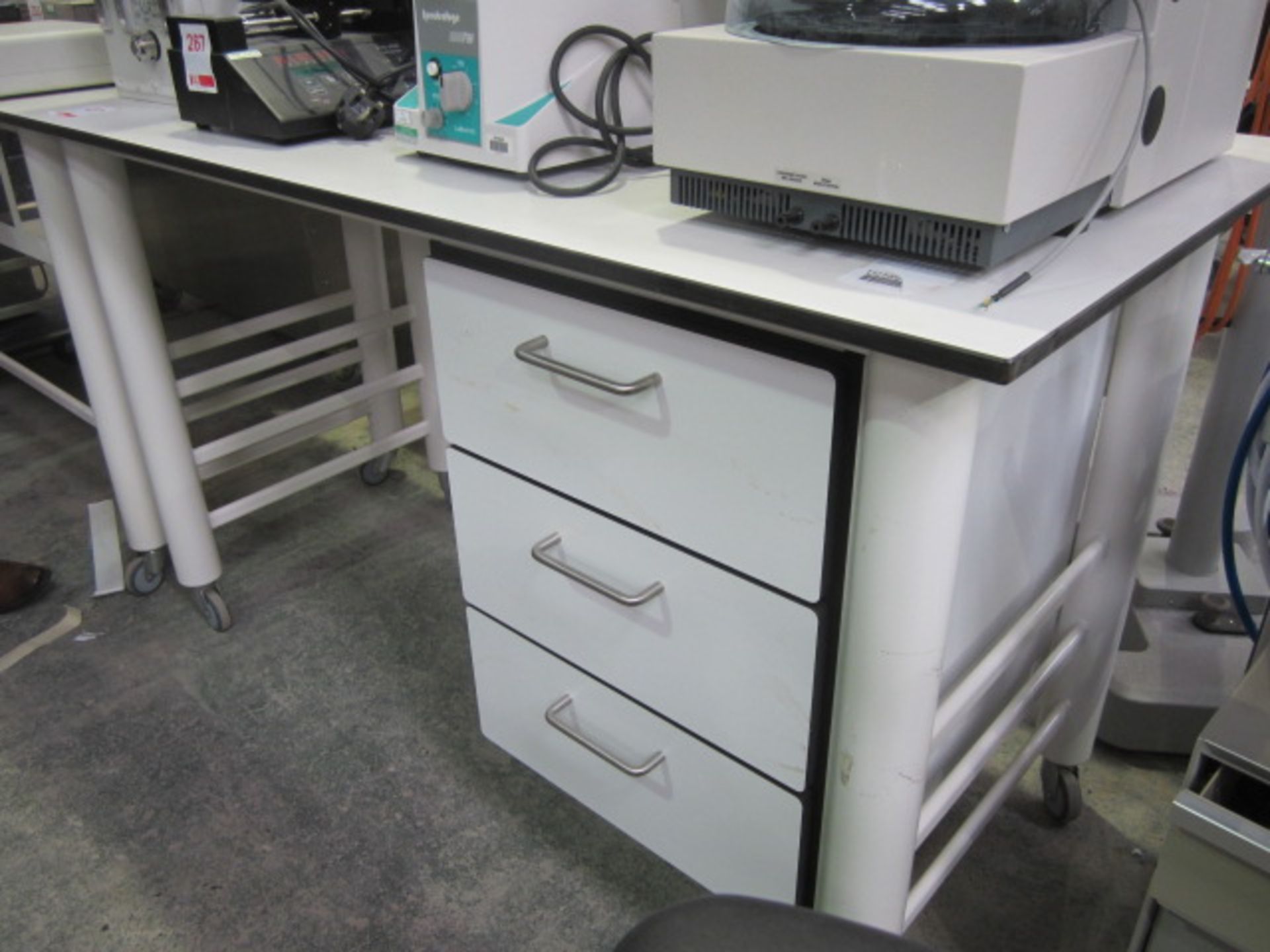 Unknown mobile 3 drawer laboratory bench (height 1.55m x width 1.5m x depth 750mm)
