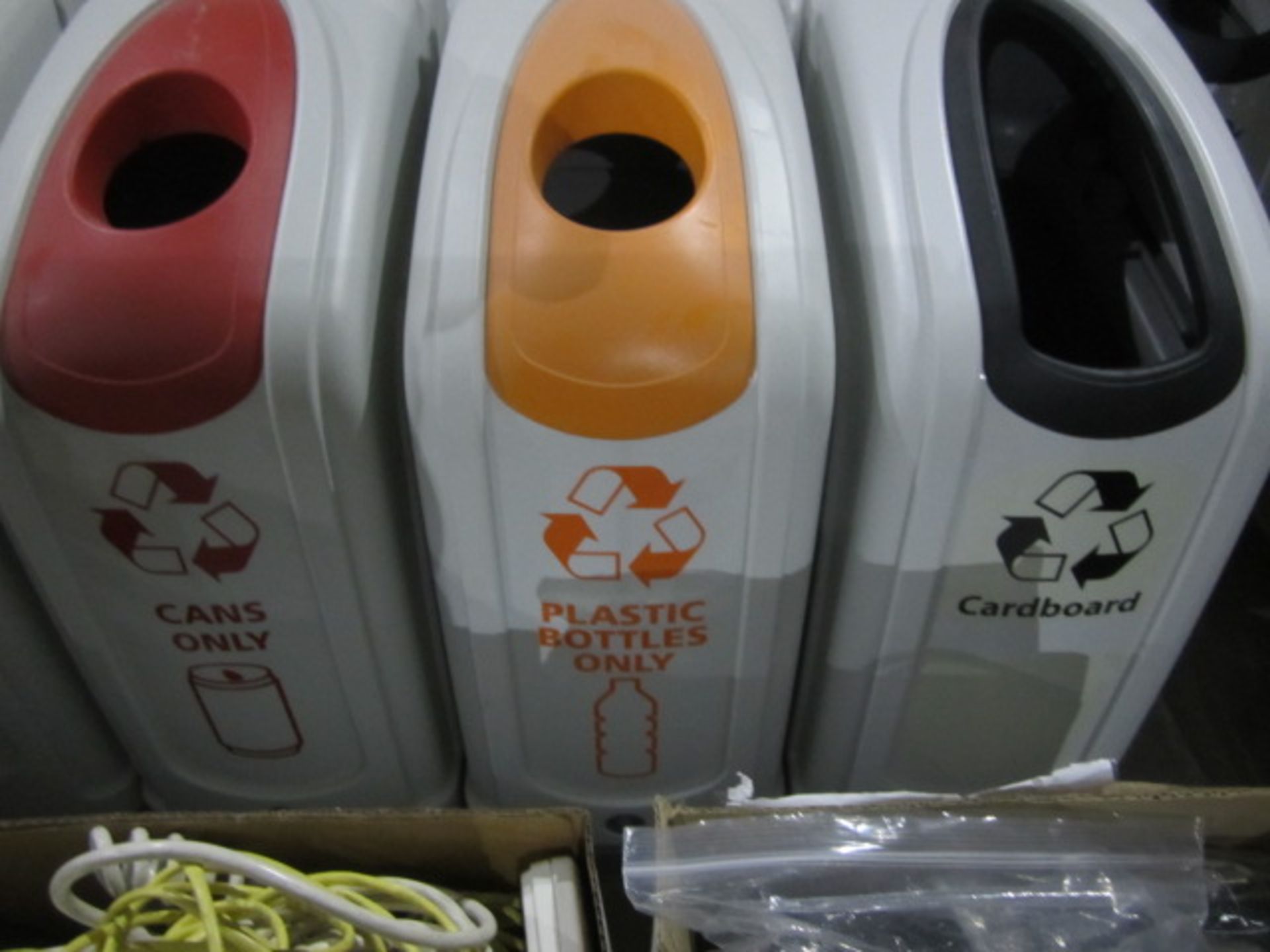 6 Office recycling bins including cups, paper, cans, plastic bottle waste and cardboard Located: - Image 3 of 3