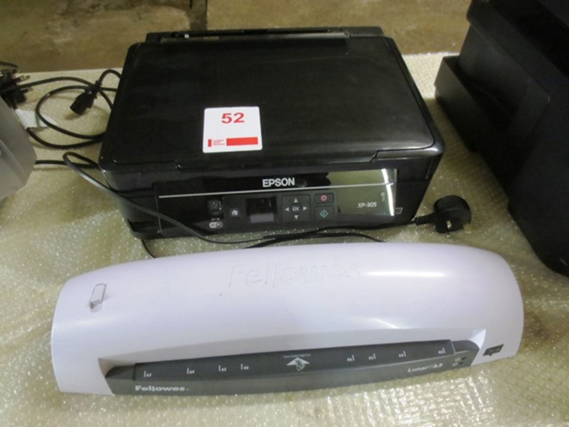 Epson XP-305 inkjet printer and Fellowes Lunar A3 laminator