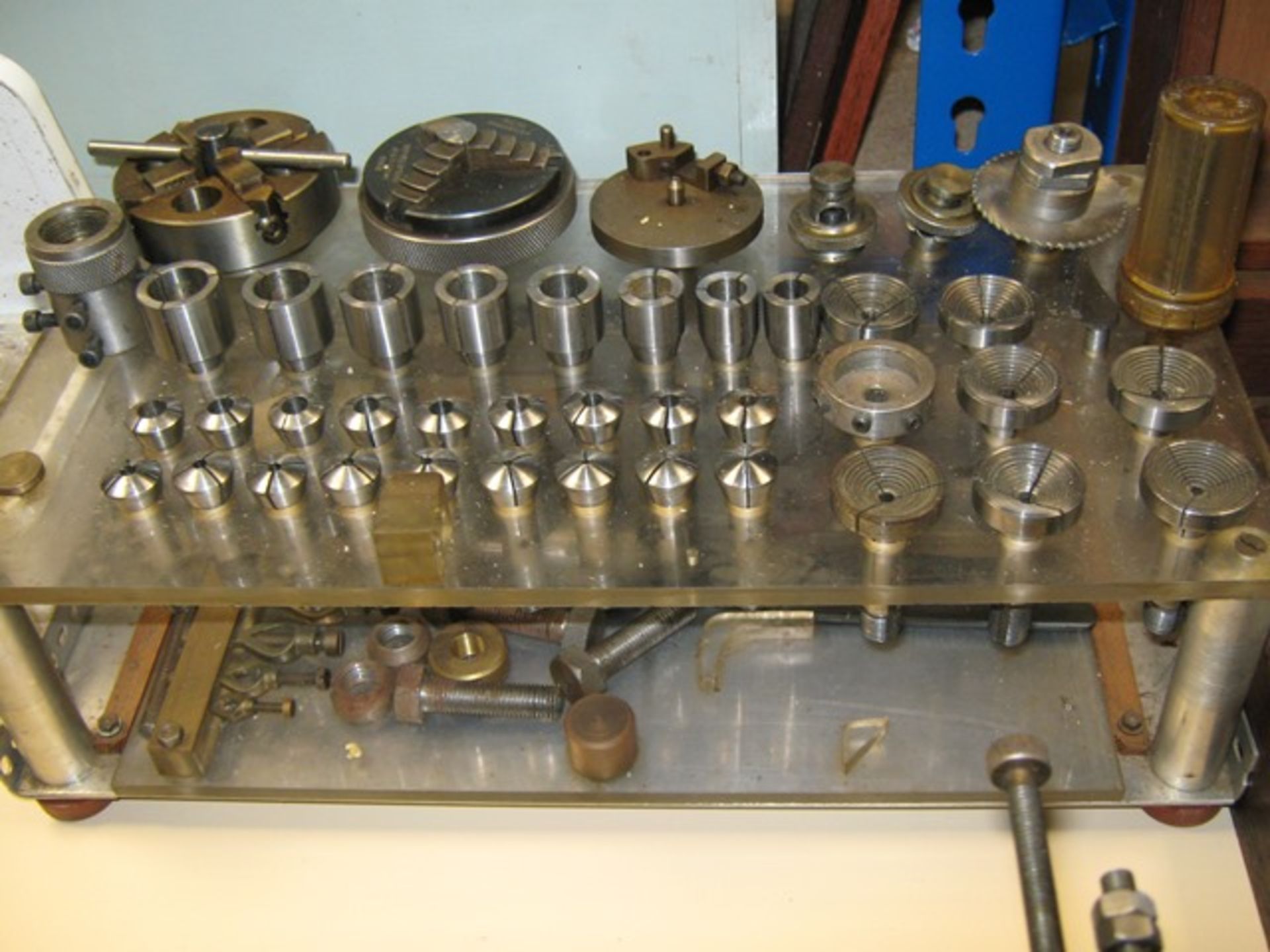 PULTRA (PTA) Watchmakers Lathe, S/No. 17176, mounted on bench with 240V motor, Forward/Reverse, foot - Image 3 of 4