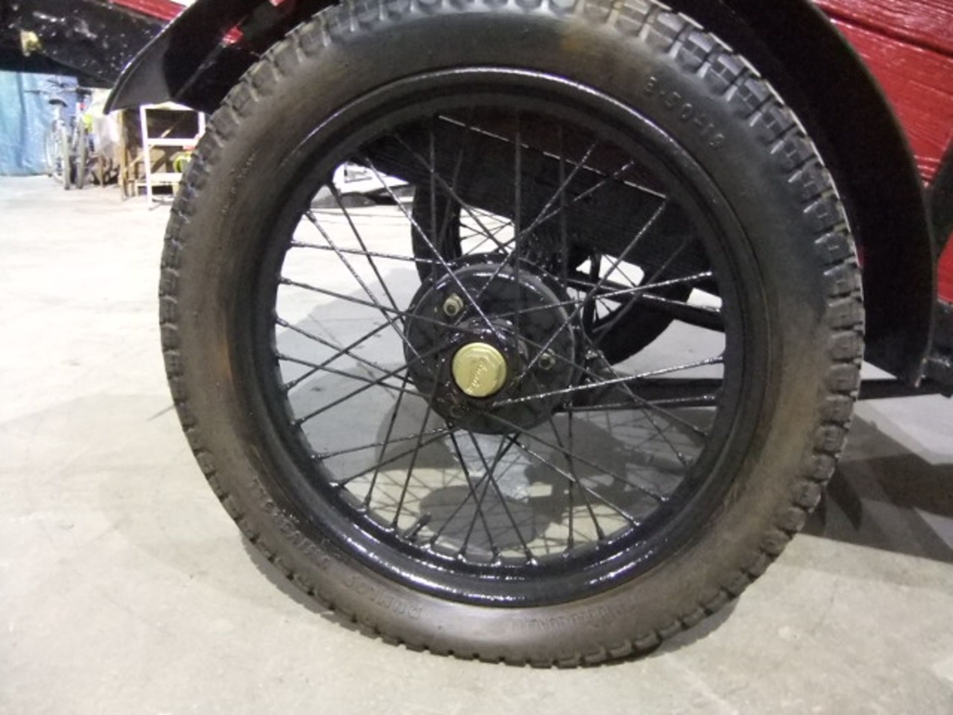 Timber drawbar Austin Seven wheels, hub and suspension vintage trailer, spoked wheels, - Image 6 of 21