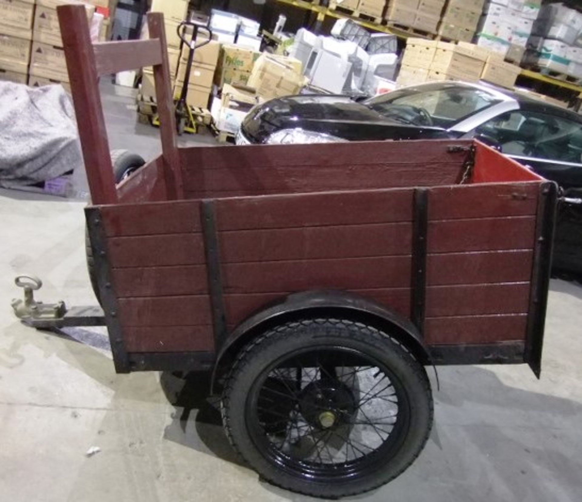 Timber drawbar Austin Seven wheels, hub and suspension vintage trailer, spoked wheels, - Image 2 of 21