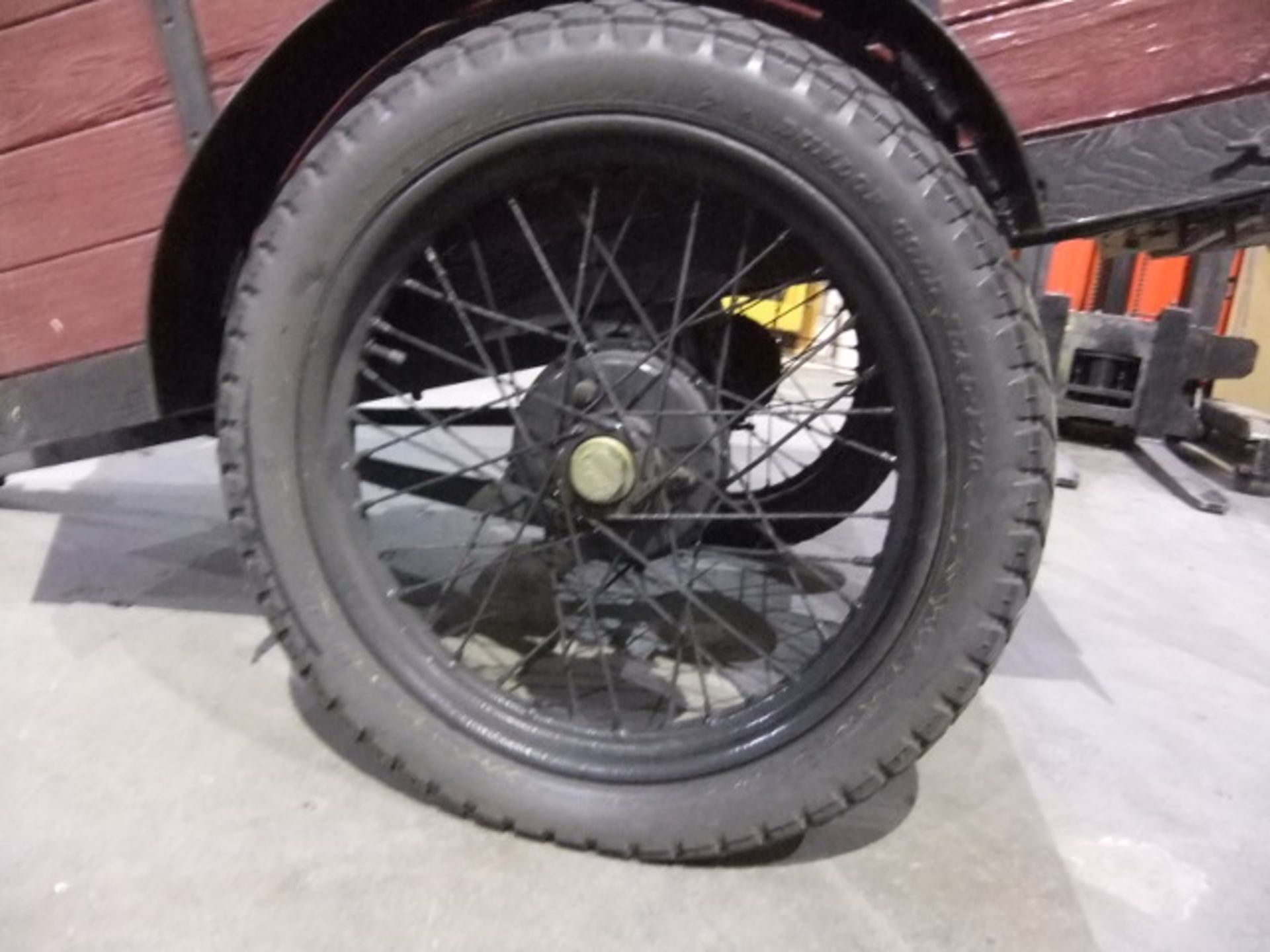 Timber drawbar Austin Seven wheels, hub and suspension vintage trailer, spoked wheels, - Image 5 of 21