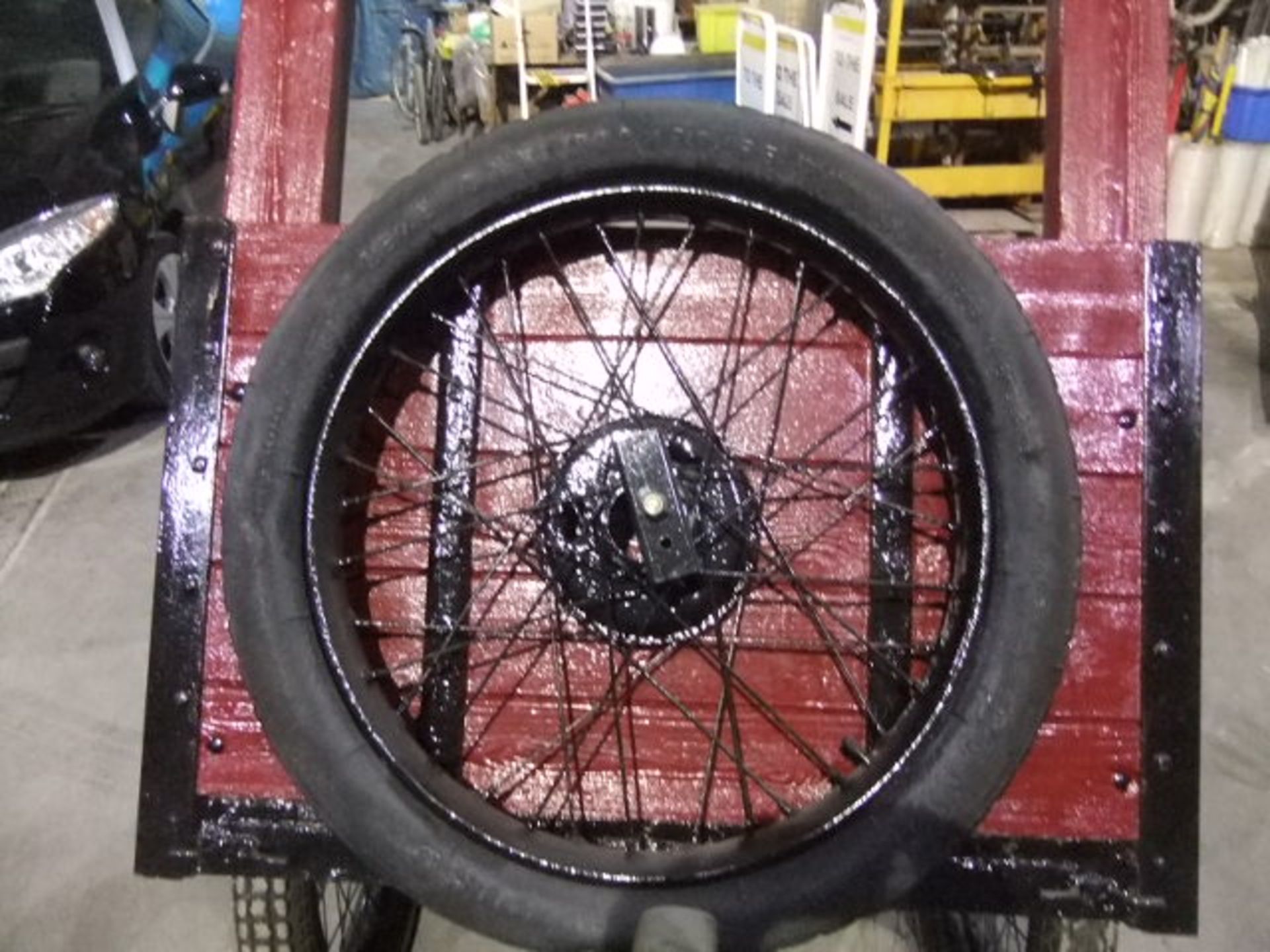 Timber drawbar Austin Seven wheels, hub and suspension vintage trailer, spoked wheels, - Image 12 of 21