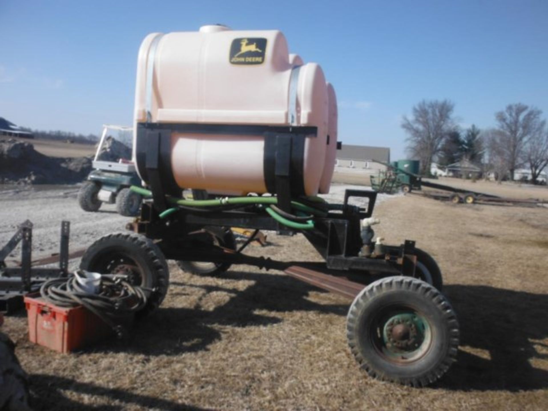 Lot #22845 Misc Set of Saddle Tanks & spray kit for JD 12R planter, on a running gear - Image 3 of 6