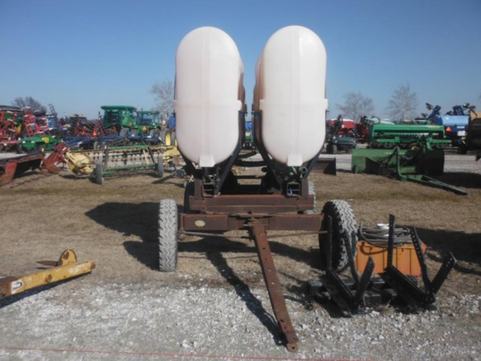 Lot #22845 Misc Set of Saddle Tanks & spray kit for JD 12R planter, on a running gear