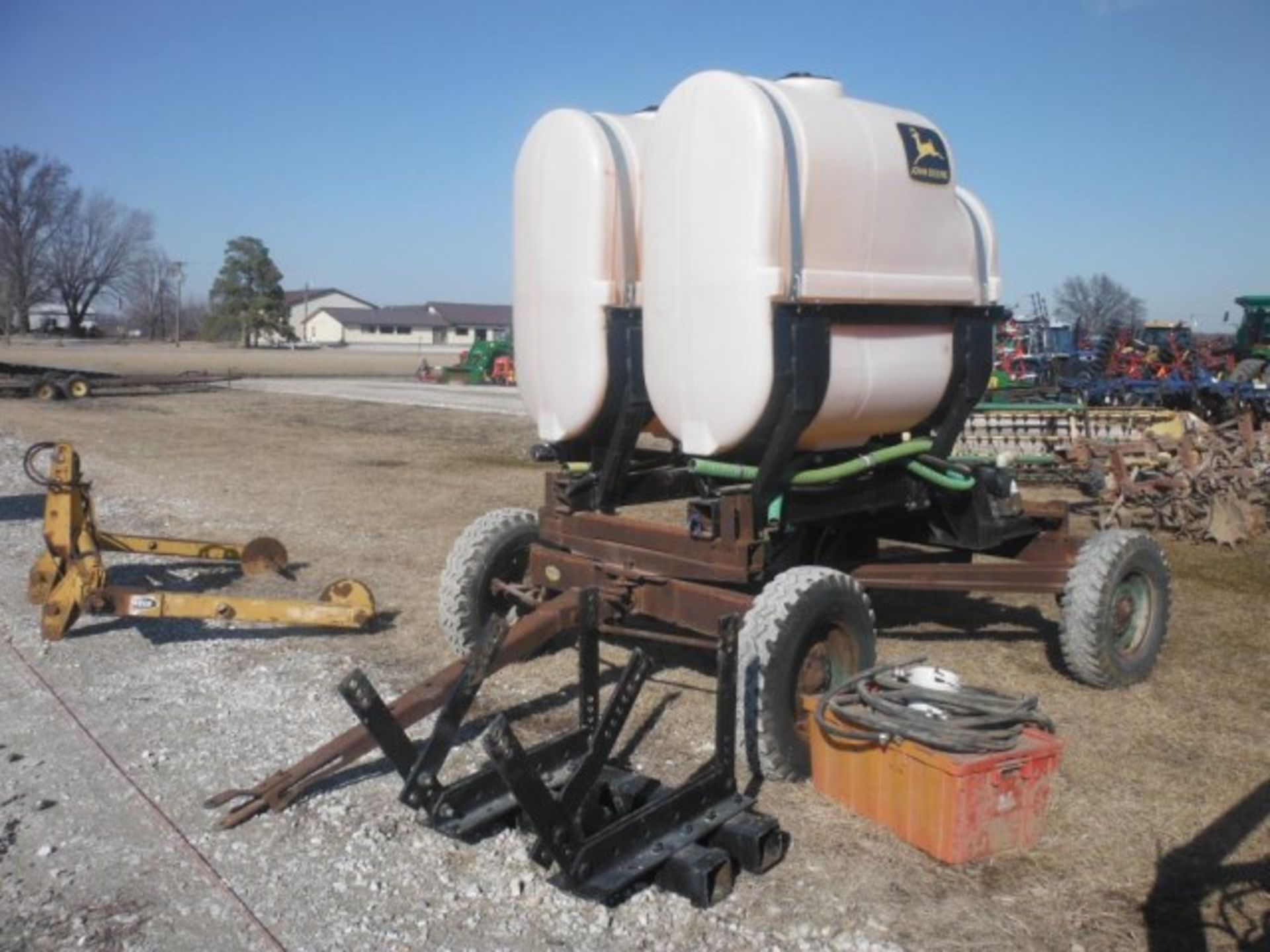 Lot #22845 Misc Set of Saddle Tanks & spray kit for JD 12R planter, on a running gear - Image 4 of 6