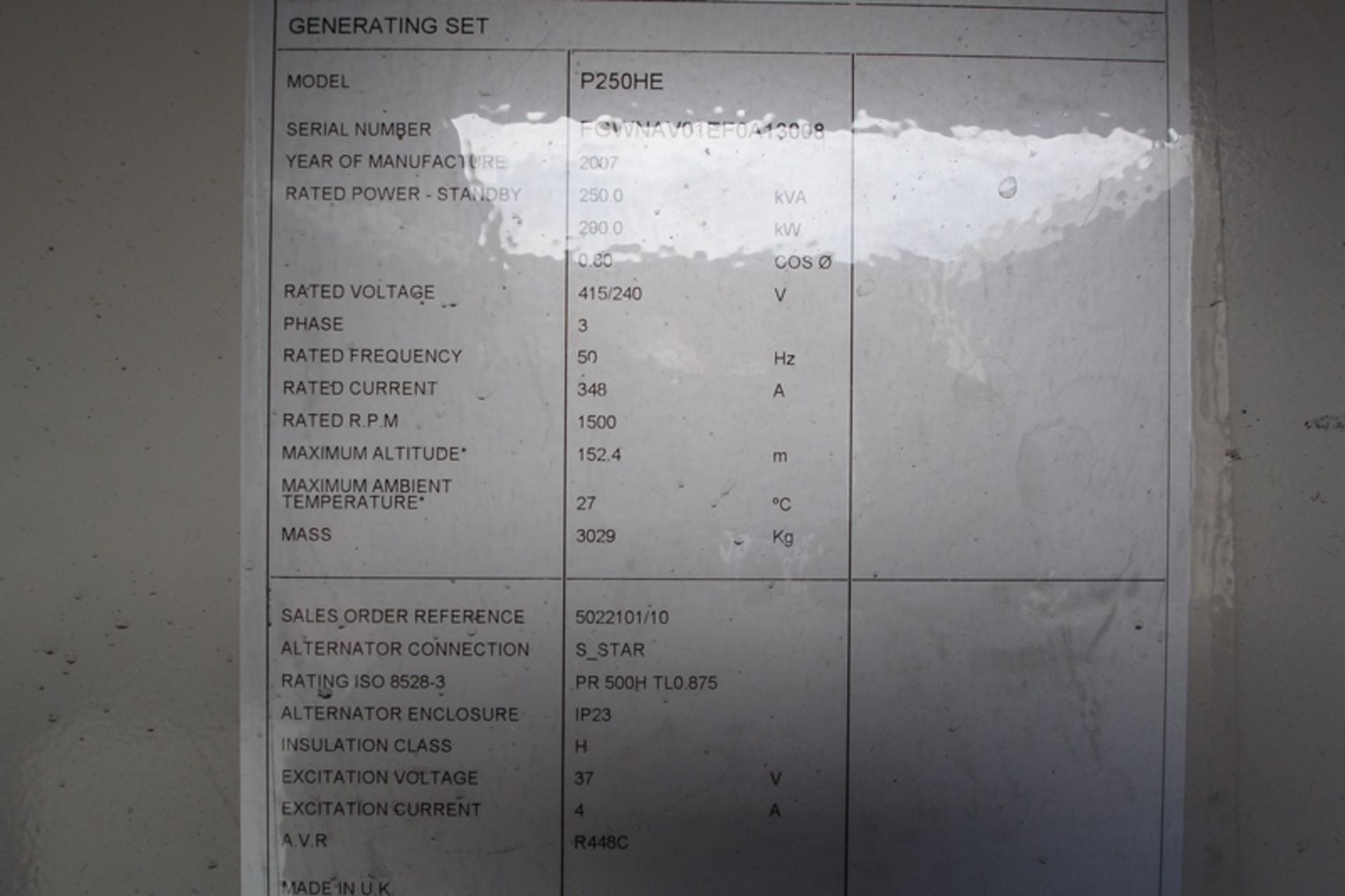 Wilson Perkins 250 KVA Generator ( 22 hrs run )
Note ; Buyer to remove from the roof of a building - Image 12 of 12