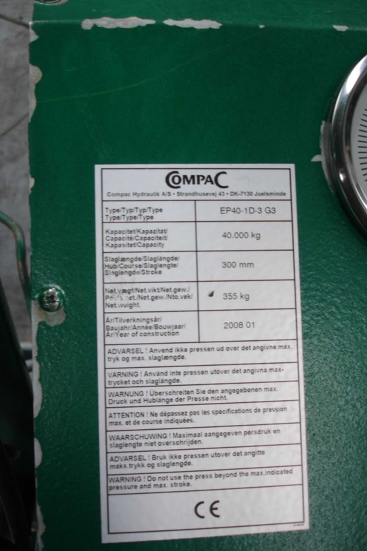 Compac Hydraulic/Electric 40 Ton Press - Image 3 of 4