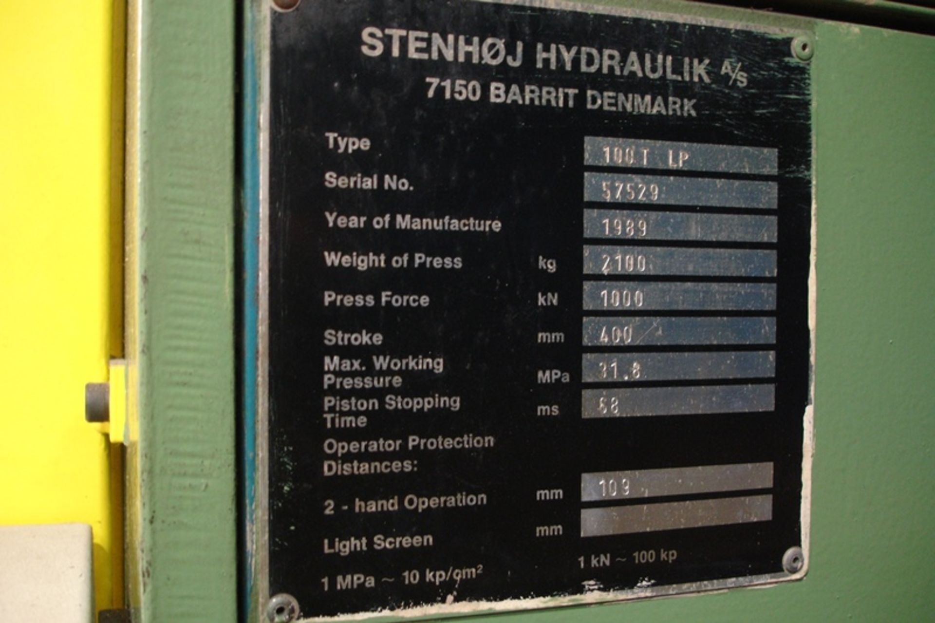 Stenhoj 100 ton Hydraulic Press - Image 5 of 5