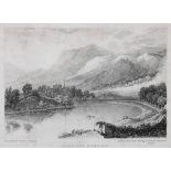 Lithografie 19. Jh..  Bonn und Remagen. Auf Stein gezeichnet von J. D. Harding. 13 x 19,1 cm.