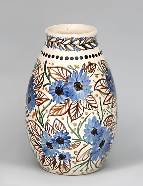 Vase 1./2. Hälfte 20. Jh.. Am Boden grünes Pinselmonogramm GOW(?). Bauchiger Gefäßkörper in kurzen