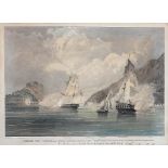 Col. Lithografie 19. Jh.. Forcing the passage of the Bocca Tigris in China, Sept. 1834... Auf