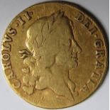 Stuart – CHARLES 11 [1660-85] GOLD GUINEA. 3rd bust – 1666 – rev. sceptres in angles. 8.08g. Spink