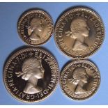 ELIZABETH 11 [1952 - ] GOLD MAUNDY SET. 2002 – gold 4d, 3d, 2d, 1d. [4 coins in the lot]. UNC