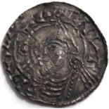 Anglo Saxon, CNUT [1016-35] PENNY. Helmet type – Bridport mint – moneyer – Alfwold. 1.21g. Obv. +