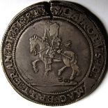 Stuart – CHARLES 1 [1625-49] HALF-POUND. SHREWSBURY mint [1642] – horseman left with groundline –