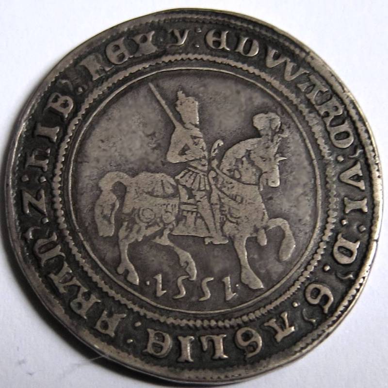 Tudor – EDWARD V1 [1547-53] HALFCROWN. Fine silver issue – King on horseback – 1551 – mm. y. 15.09g.