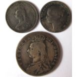 VICTORIA [1837-1901] mixed lot. Halfcrown 1889 + Shillings 1845 and 1888 [3 coins in the lot].